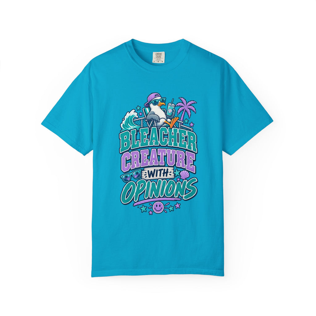 Bleacher Creature With Opinions T-Shirt — Funny Beach Cartoon Tee