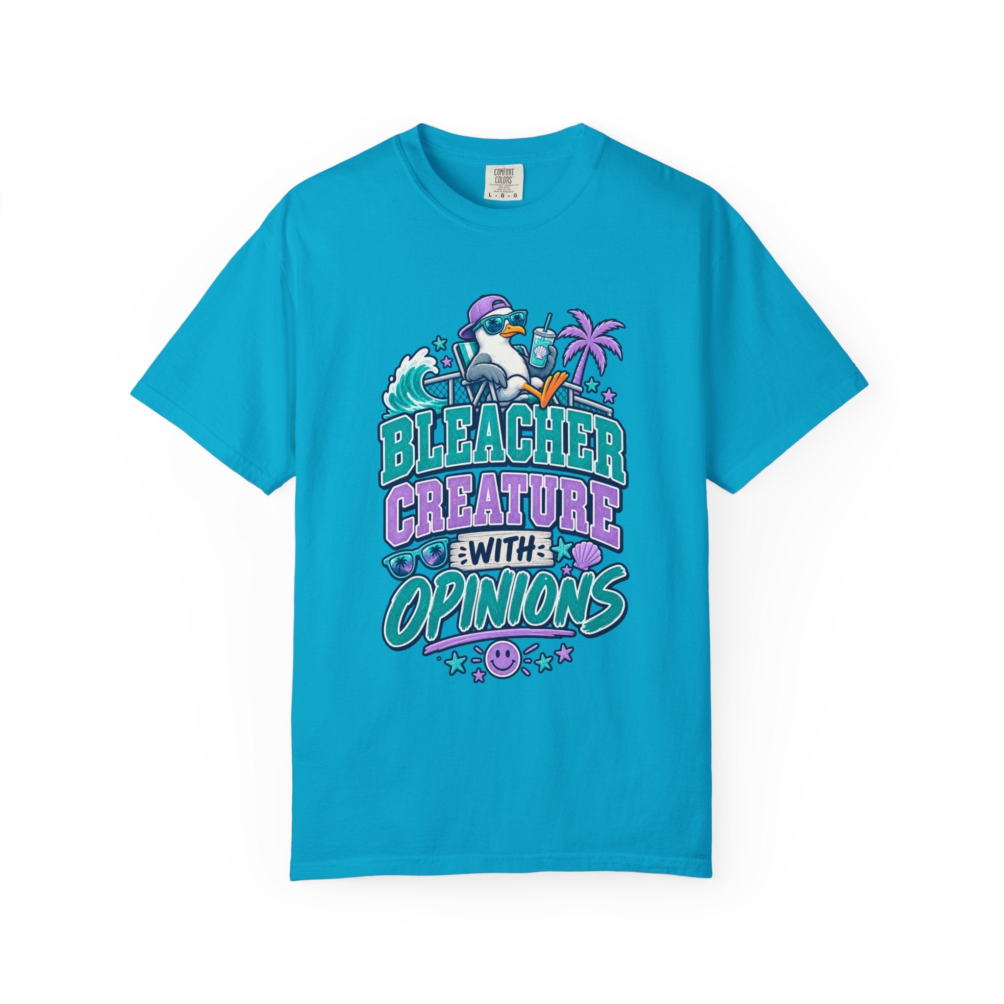 Bleacher Creature With Opinions T-Shirt — Funny Beach Cartoon Tee