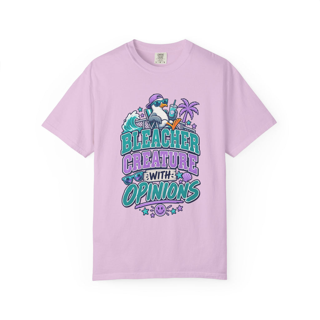Bleacher Creature With Opinions T-Shirt — Funny Beach Cartoon Tee