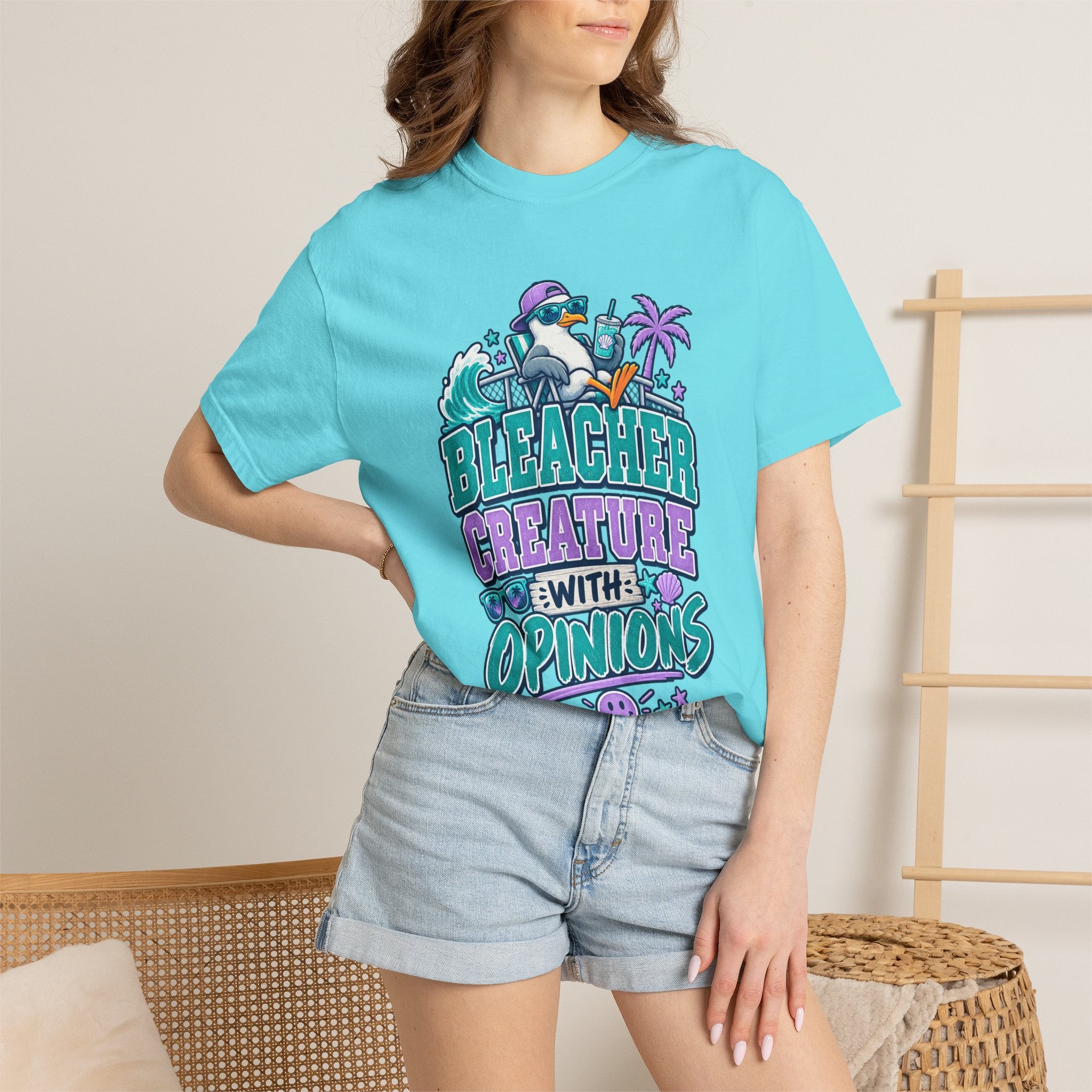 Bleacher Creature With Opinions T-Shirt — Funny Beach Cartoon Tee