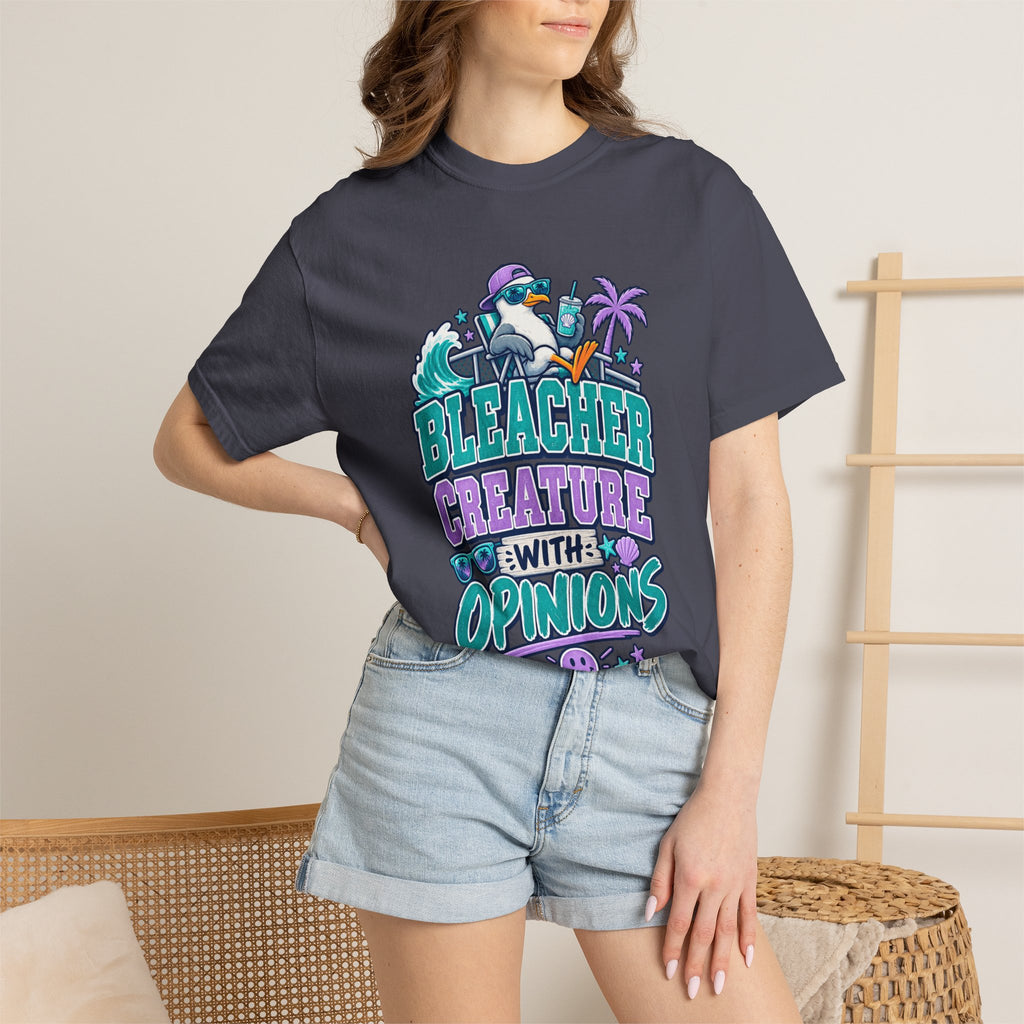 Bleacher Creature With Opinions T-Shirt — Funny Beach Cartoon Tee