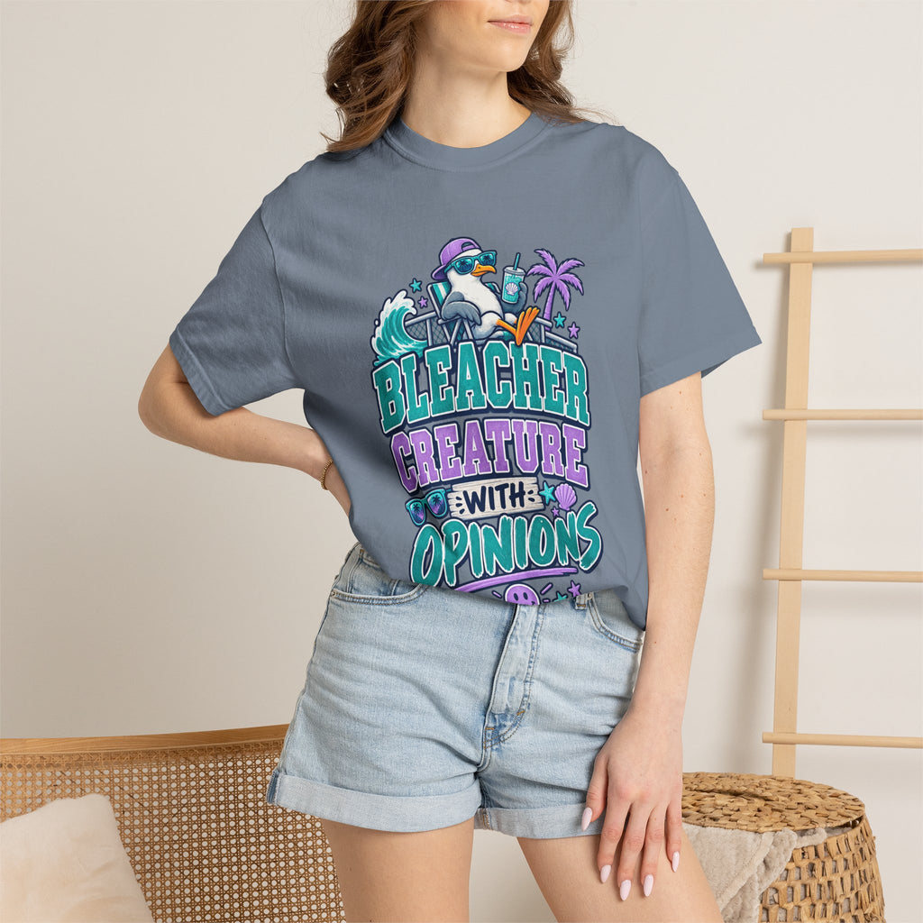 Bleacher Creature With Opinions T-Shirt — Funny Beach Cartoon Tee