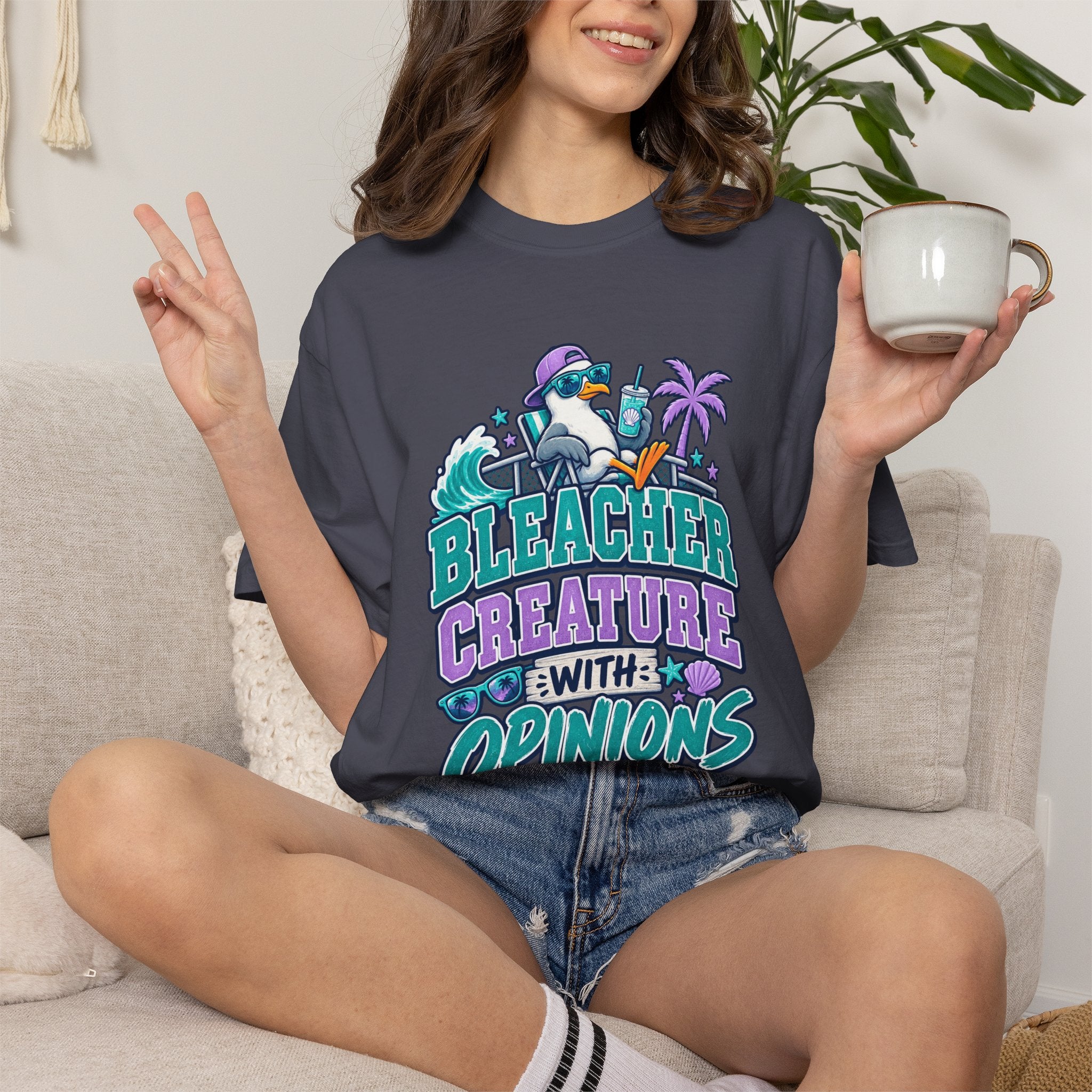 Bleacher Creature With Opinions T-Shirt — Funny Beach Cartoon Tee