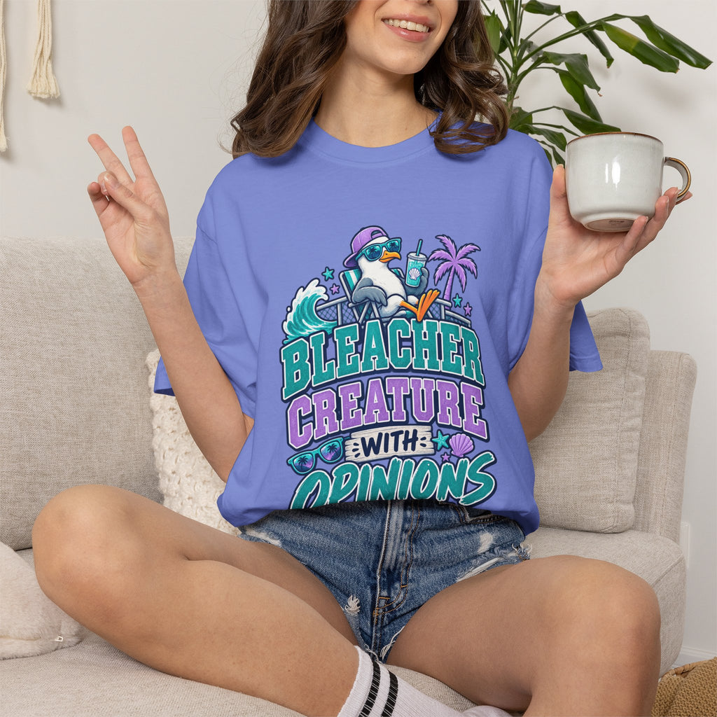 Bleacher Creature With Opinions T-Shirt — Funny Beach Cartoon Tee