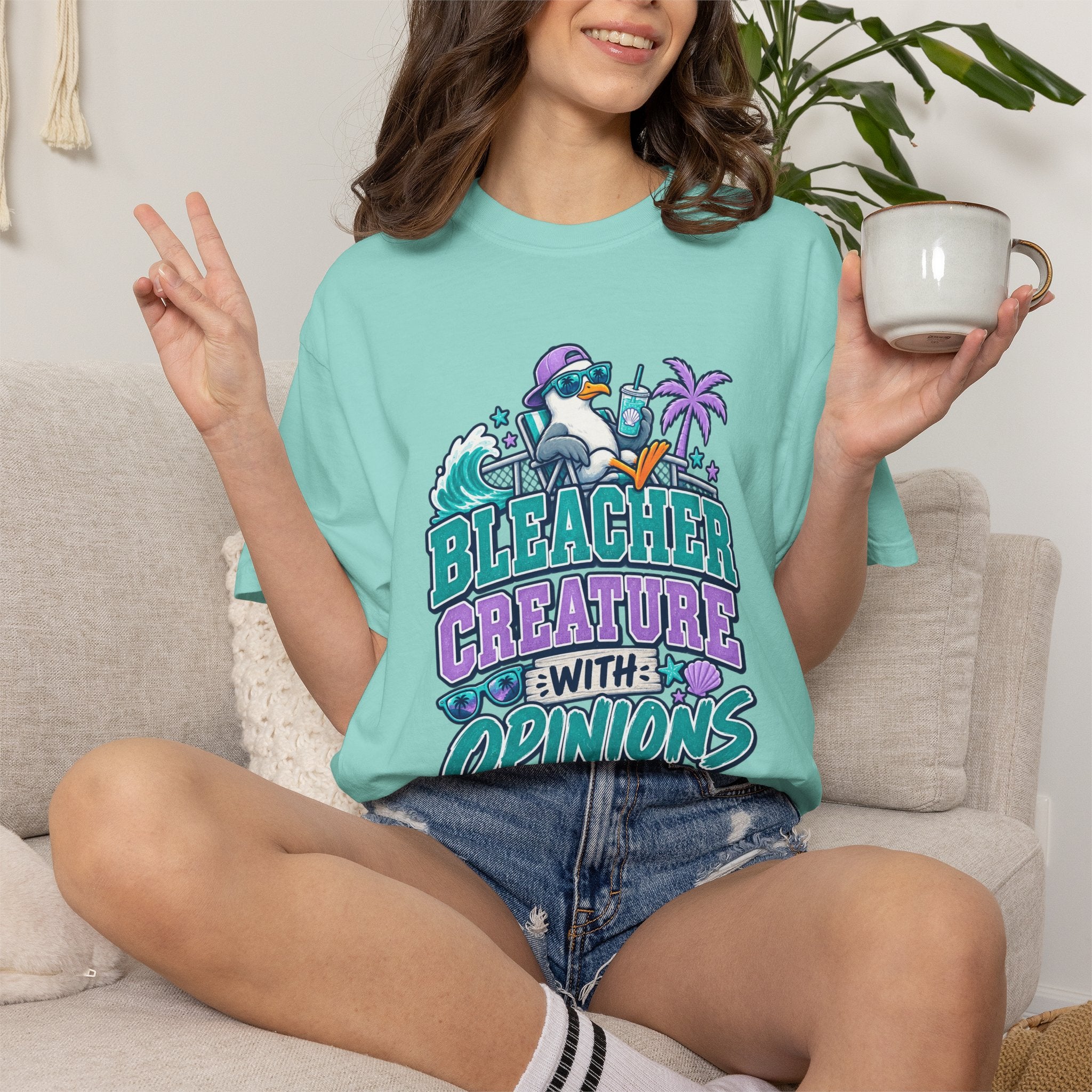 Bleacher Creature With Opinions T-Shirt — Funny Beach Cartoon Tee