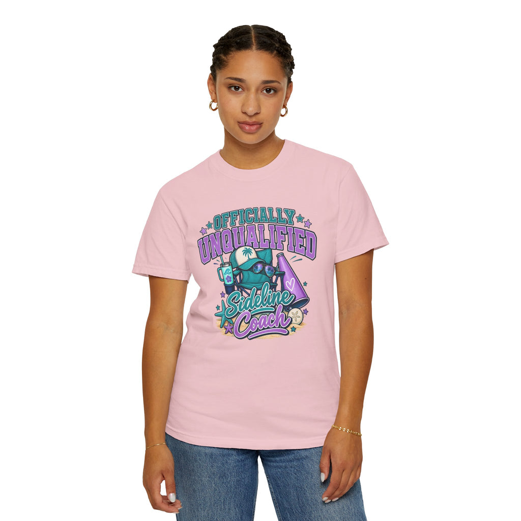 Sideline Coach T-Shirt — "Officially Unqualified" Funny Sports Coach Tee