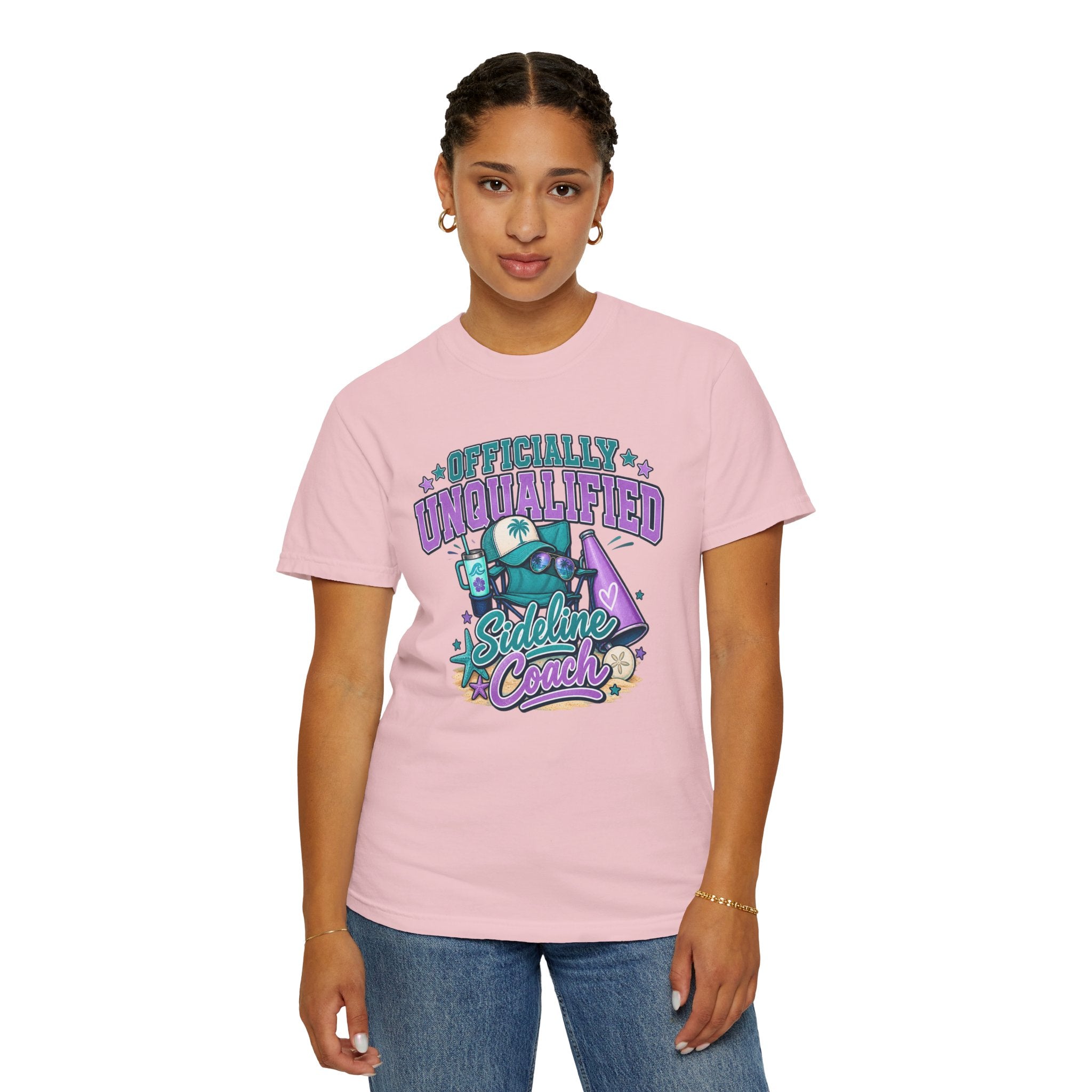 Sideline Coach T-Shirt — "Officially Unqualified" Funny Sports Coach Tee