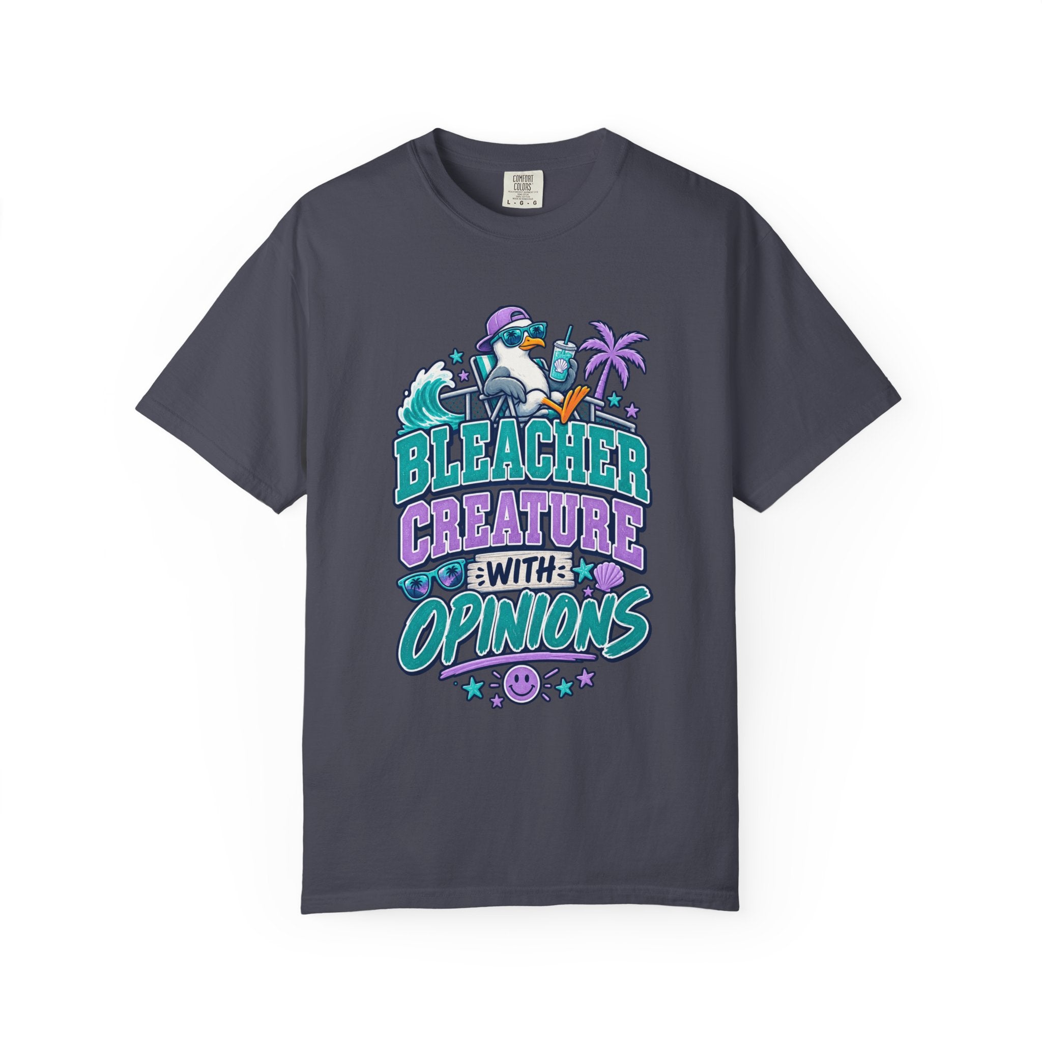 Bleacher Creature With Opinions T-Shirt — Funny Beach Cartoon Tee