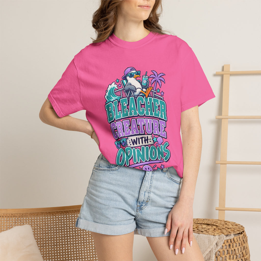 Bleacher Creature With Opinions T-Shirt — Funny Beach Cartoon Tee