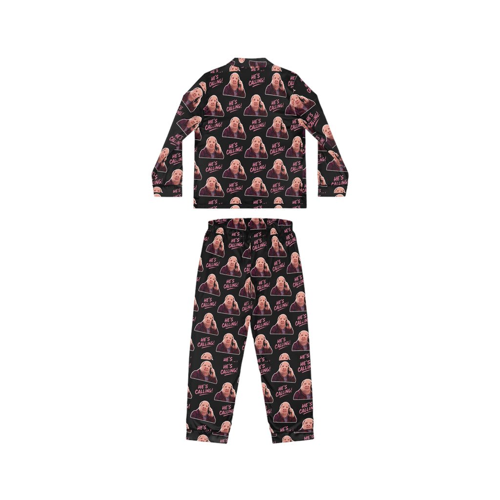 John Pork “He’s Calling!” Pink Satin Pajama Set – Funny Meme Sleepwear & Lounge Set