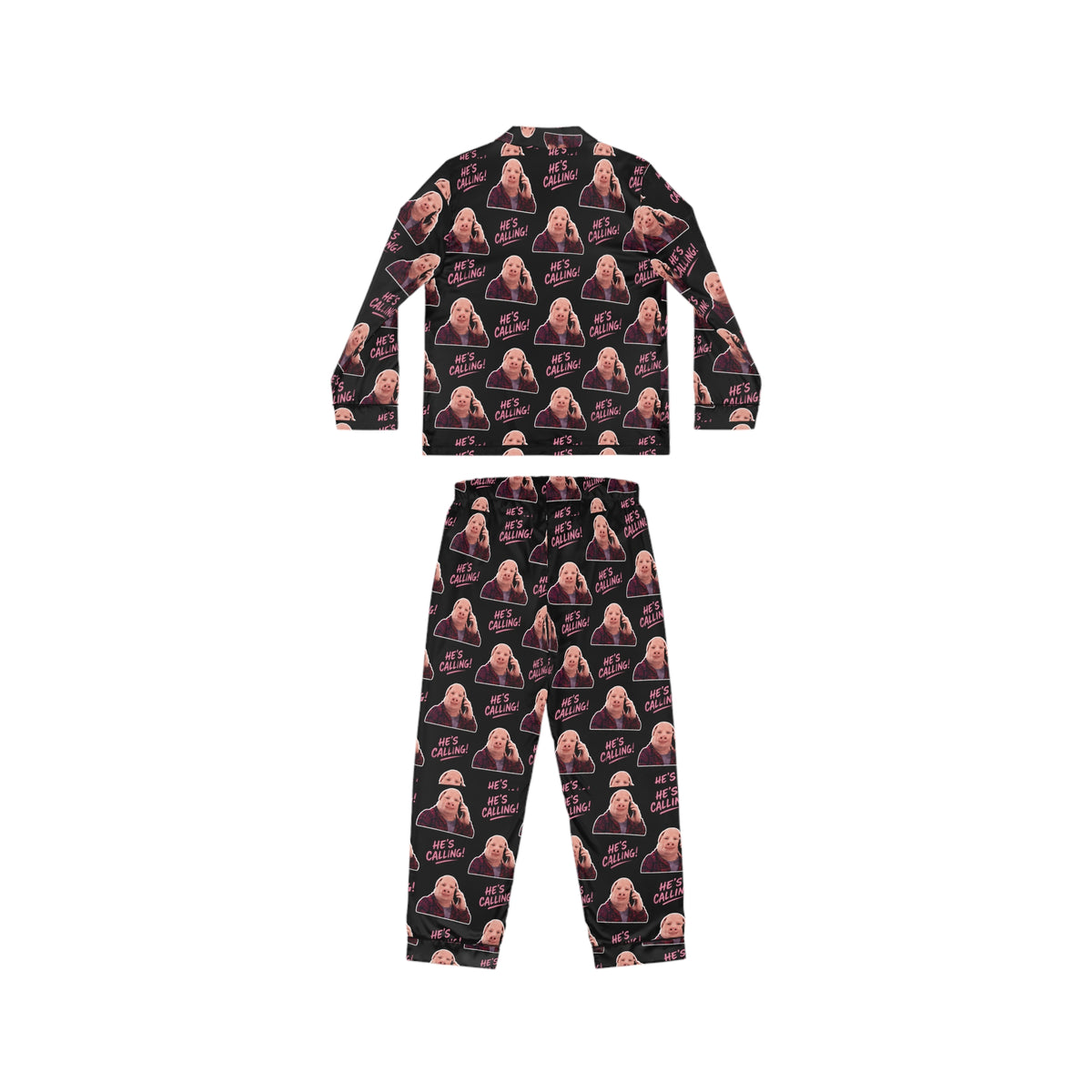 John Pork “He’s Calling!” Pink Satin Pajama Set – Funny Meme Sleepwear & Lounge Set