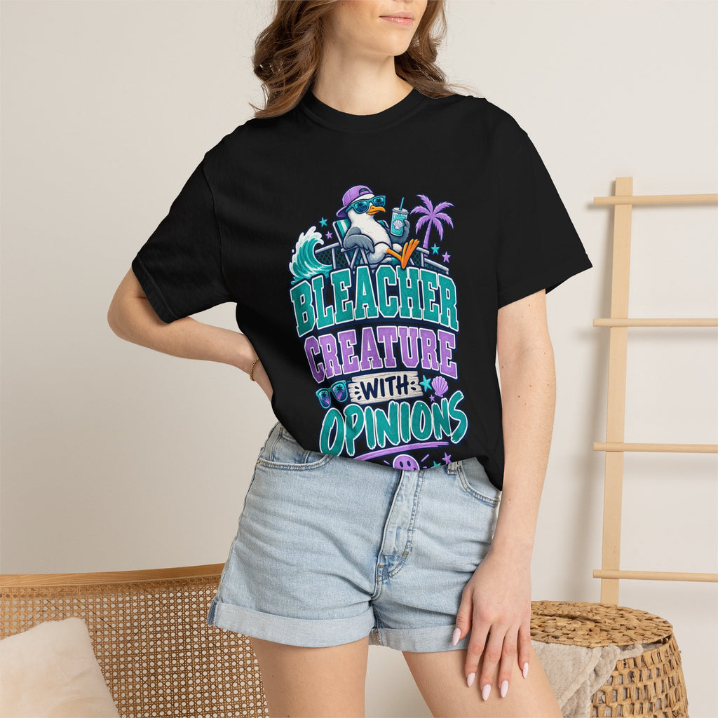 Bleacher Creature With Opinions T-Shirt — Funny Beach Cartoon Tee