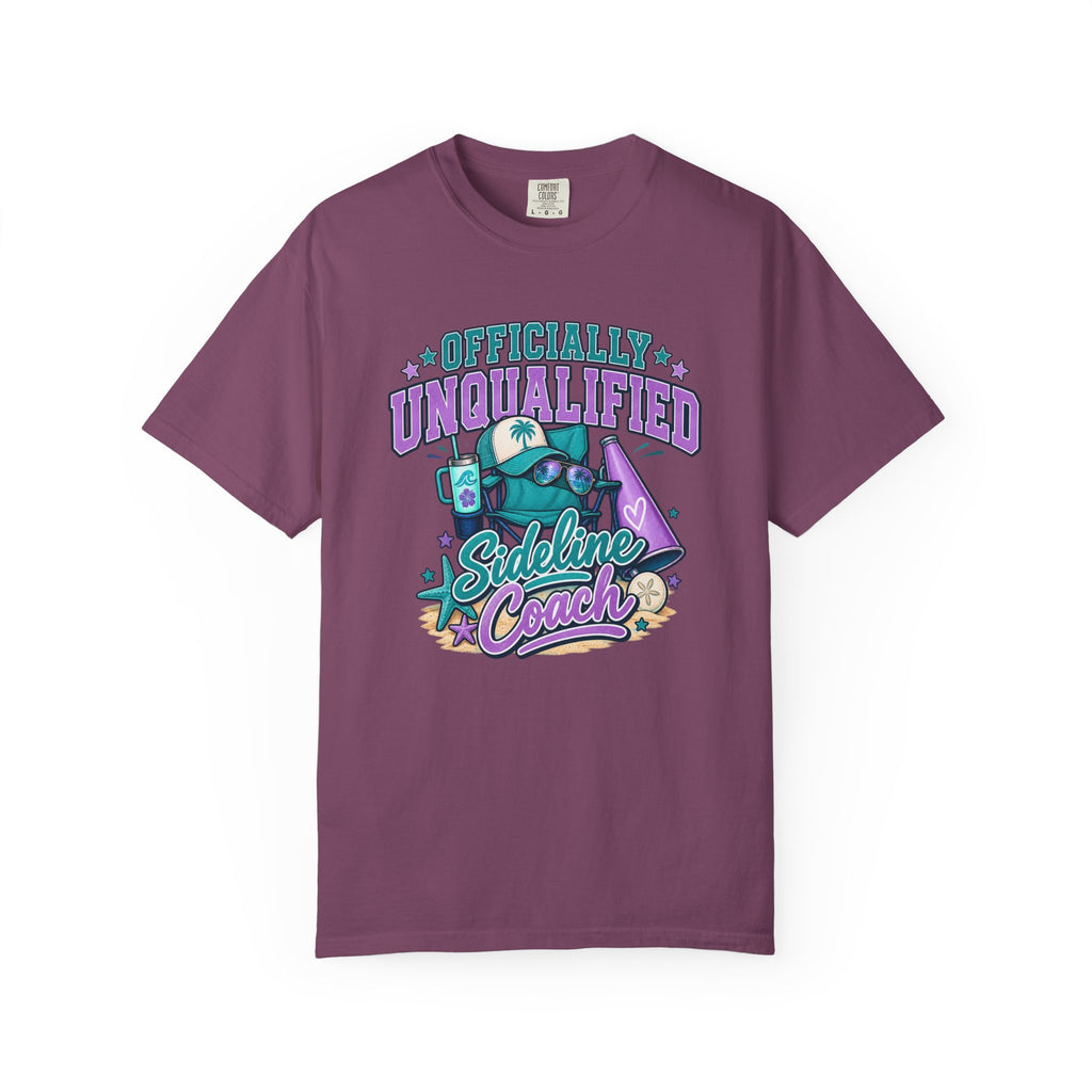Sideline Coach T-Shirt — "Officially Unqualified" Funny Sports Coach Tee