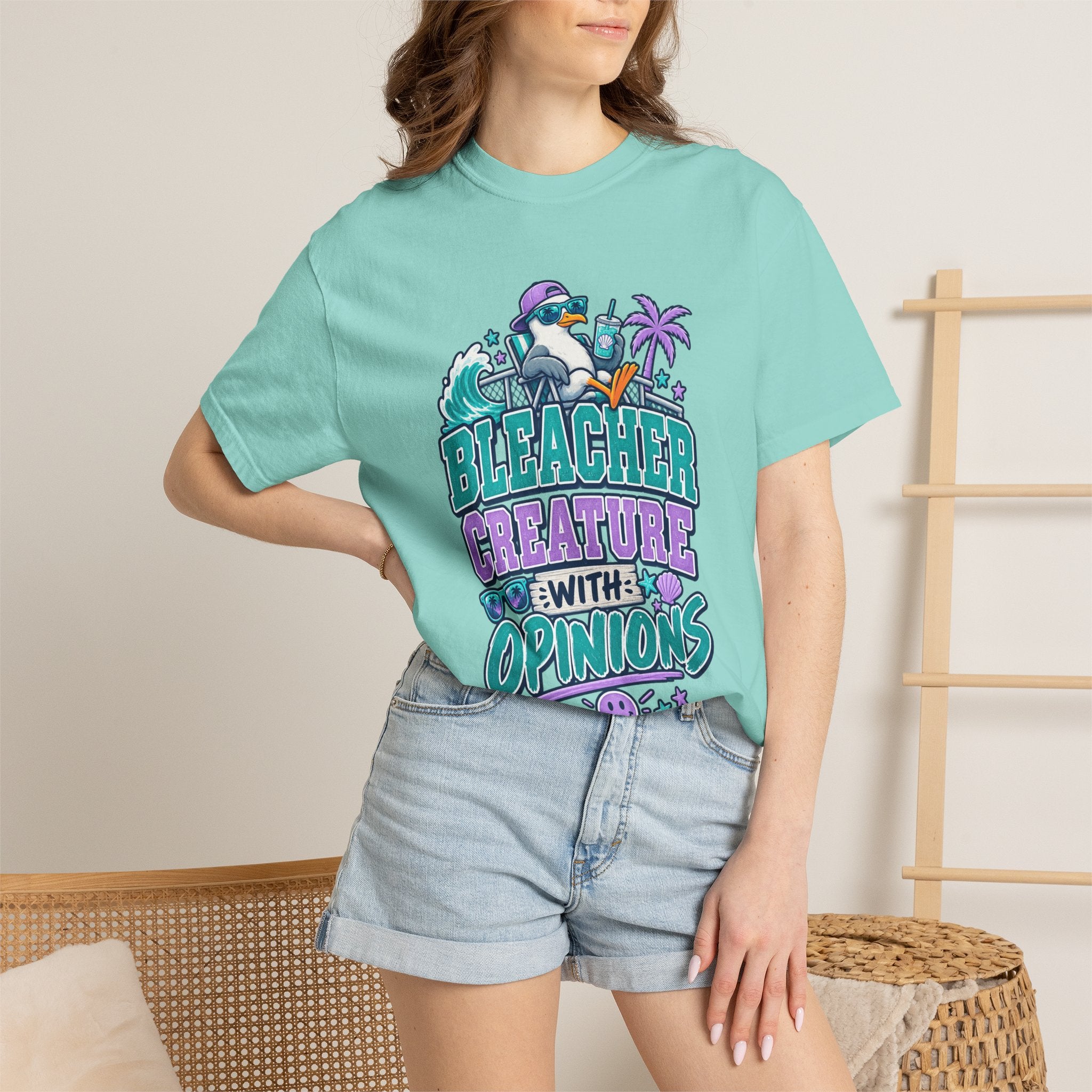 Bleacher Creature With Opinions T-Shirt — Funny Beach Cartoon Tee