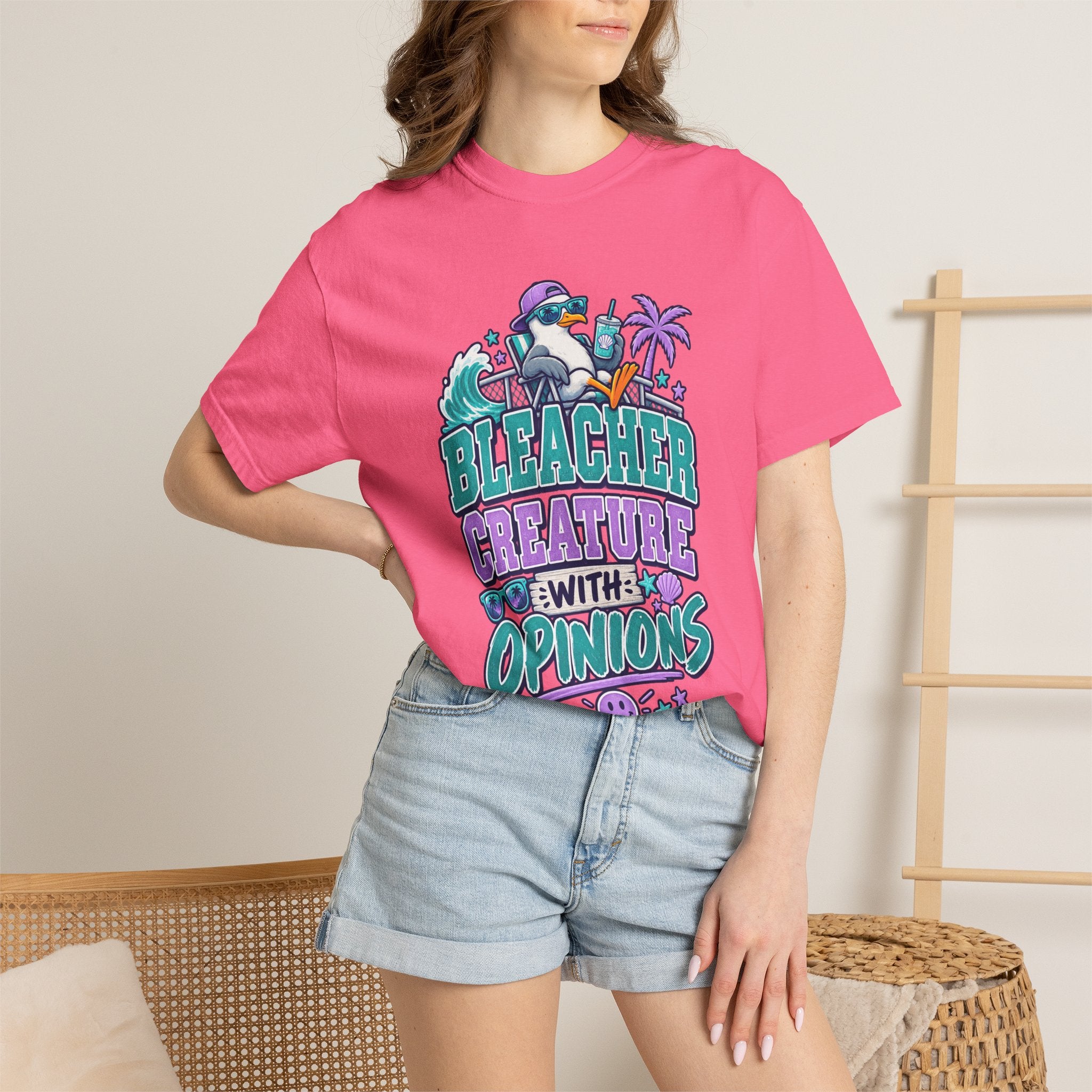 Bleacher Creature With Opinions T-Shirt — Funny Beach Cartoon Tee