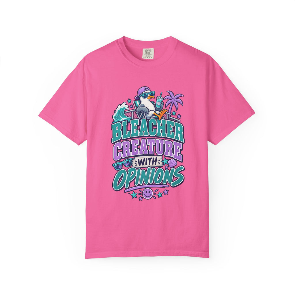 Bleacher Creature With Opinions T-Shirt — Funny Beach Cartoon Tee