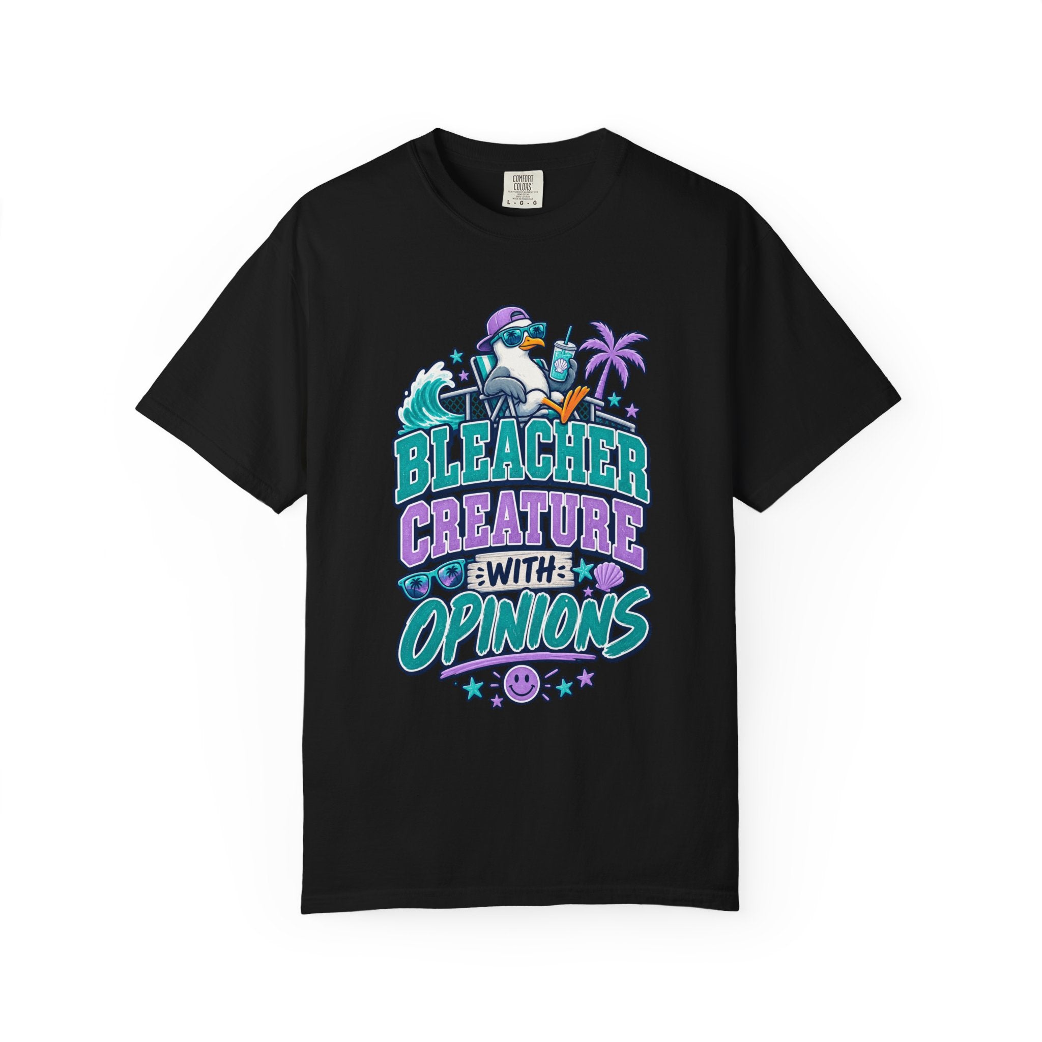 Bleacher Creature With Opinions T-Shirt — Funny Beach Cartoon Tee