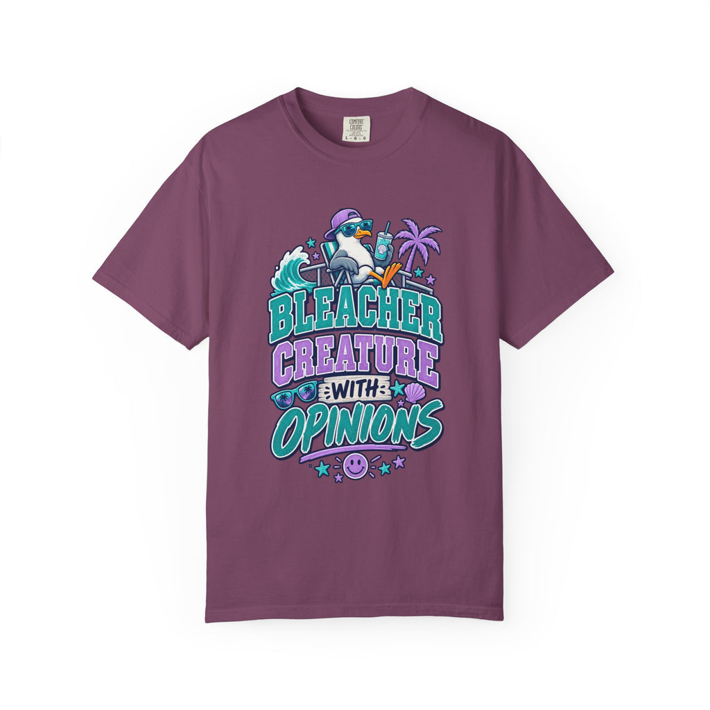Bleacher Creature With Opinions T-Shirt — Funny Beach Cartoon Tee