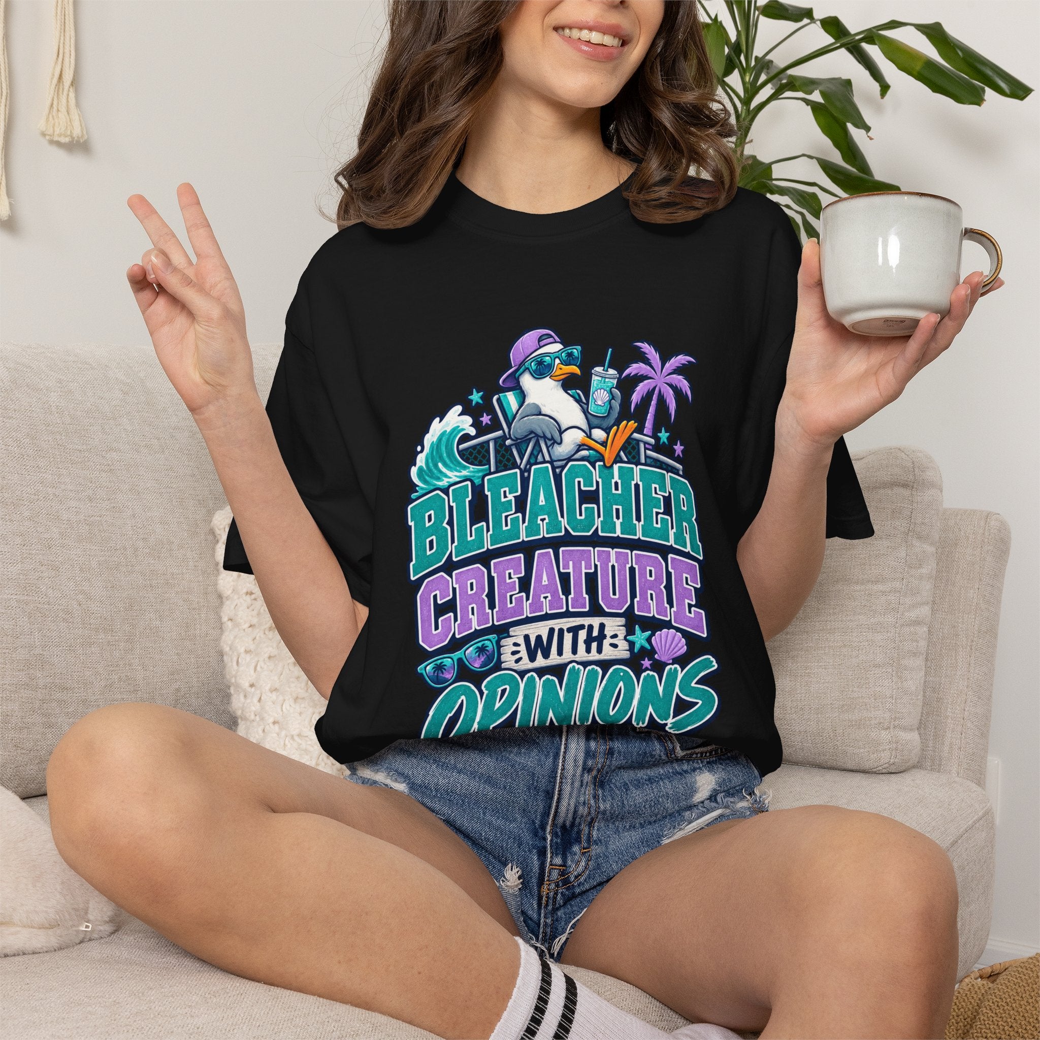 Bleacher Creature With Opinions T-Shirt — Funny Beach Cartoon Tee