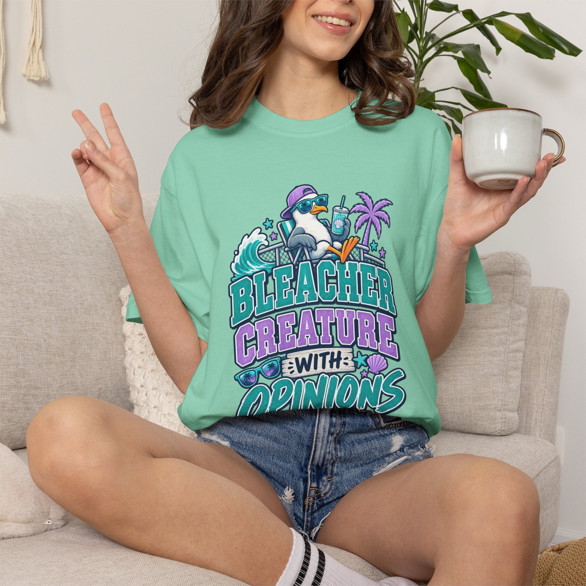 Bleacher Creature With Opinions T-Shirt — Funny Beach Cartoon Tee
