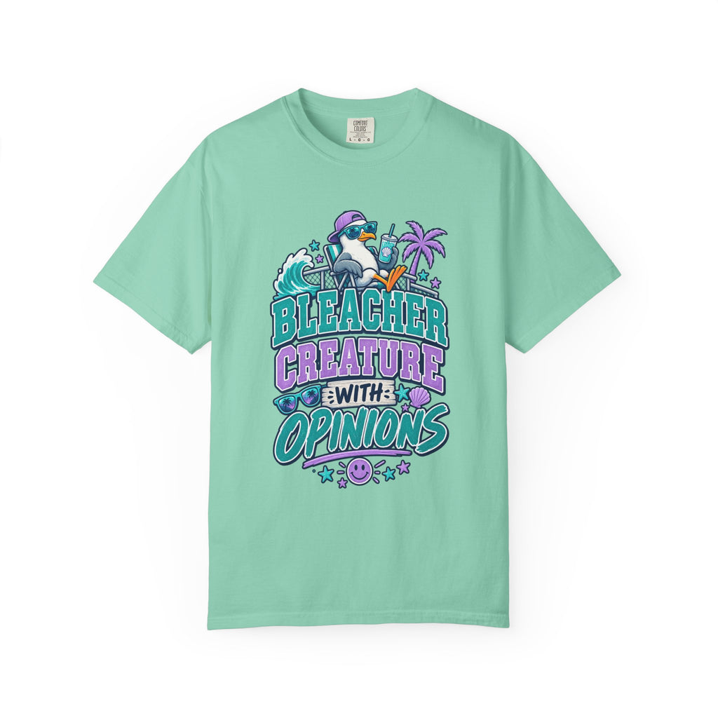 Bleacher Creature With Opinions T-Shirt — Funny Beach Cartoon Tee
