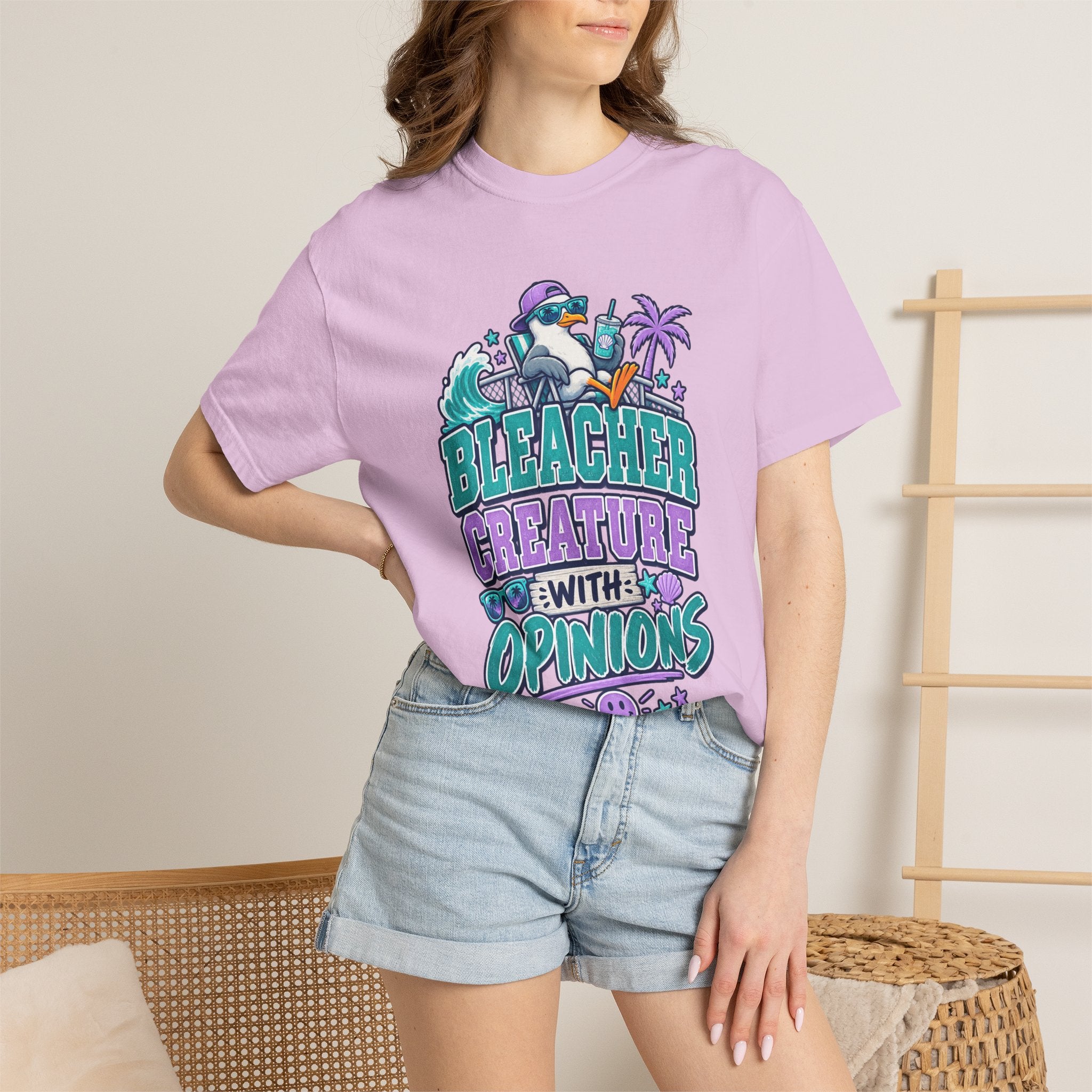 Bleacher Creature With Opinions T-Shirt — Funny Beach Cartoon Tee