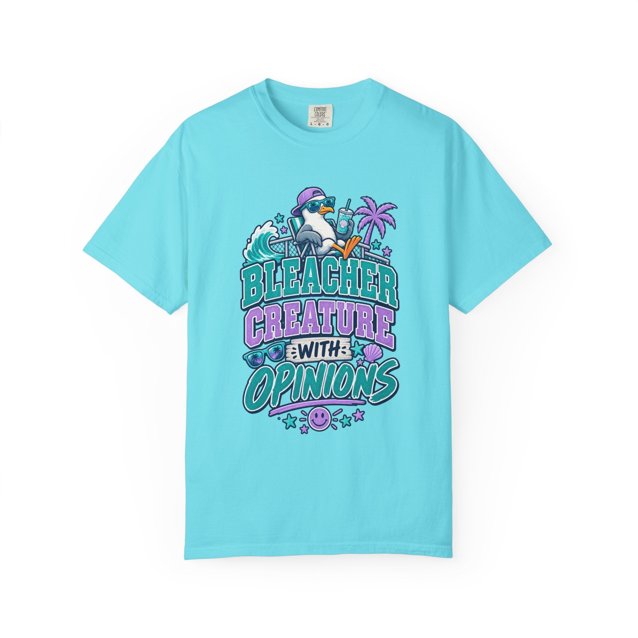 Bleacher Creature With Opinions T-Shirt — Funny Beach Cartoon Tee