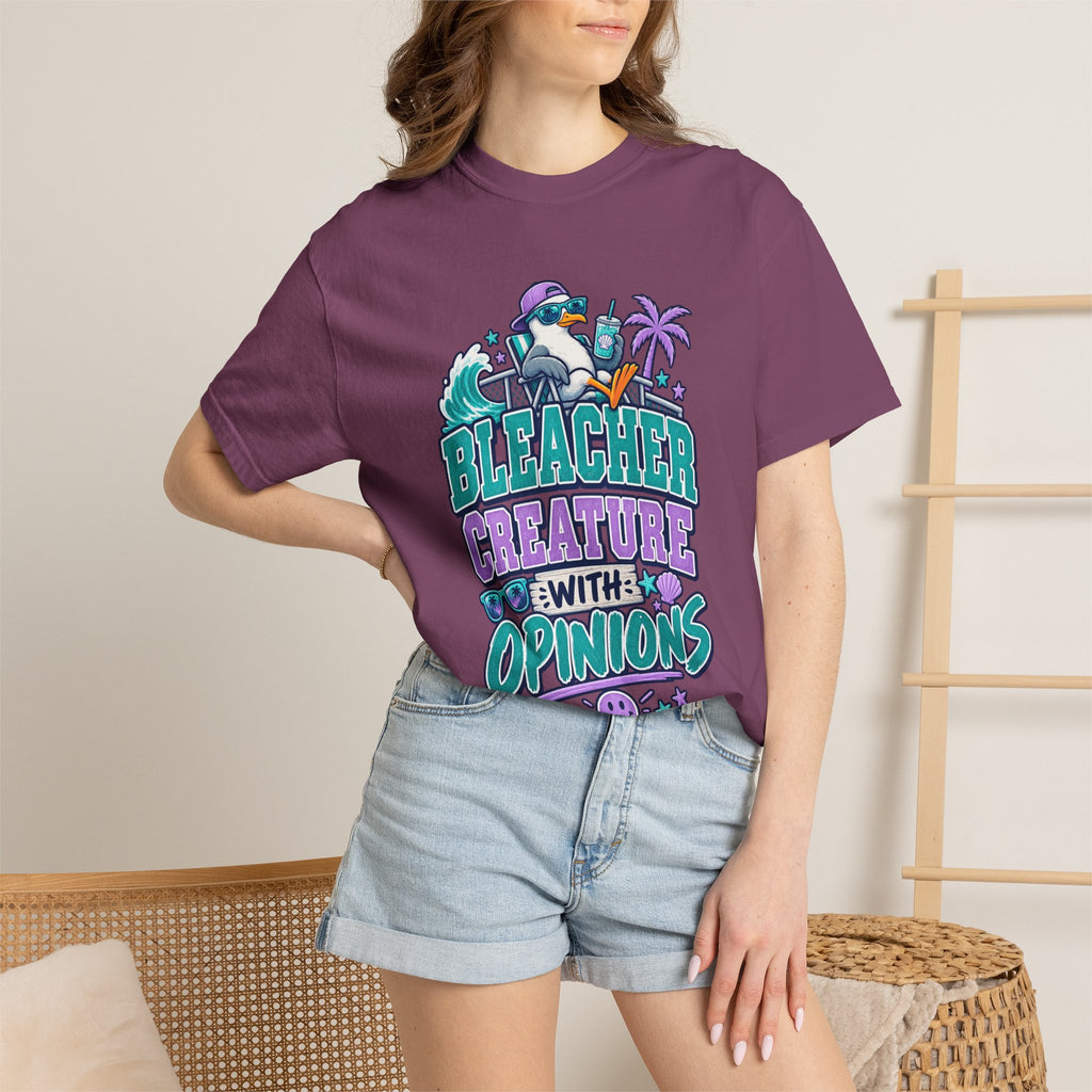 Bleacher Creature With Opinions T-Shirt — Funny Beach Cartoon Tee