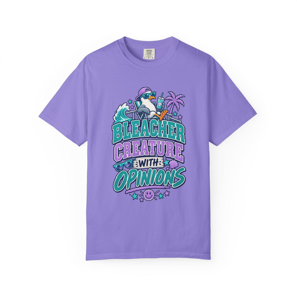 Bleacher Creature With Opinions T-Shirt — Funny Beach Cartoon Tee