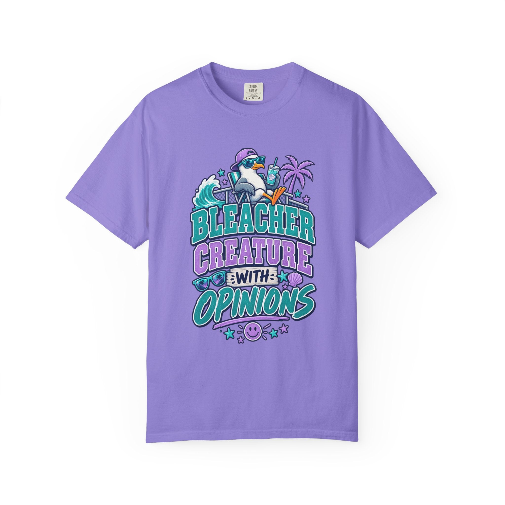 Bleacher Creature With Opinions T-Shirt — Funny Beach Cartoon Tee