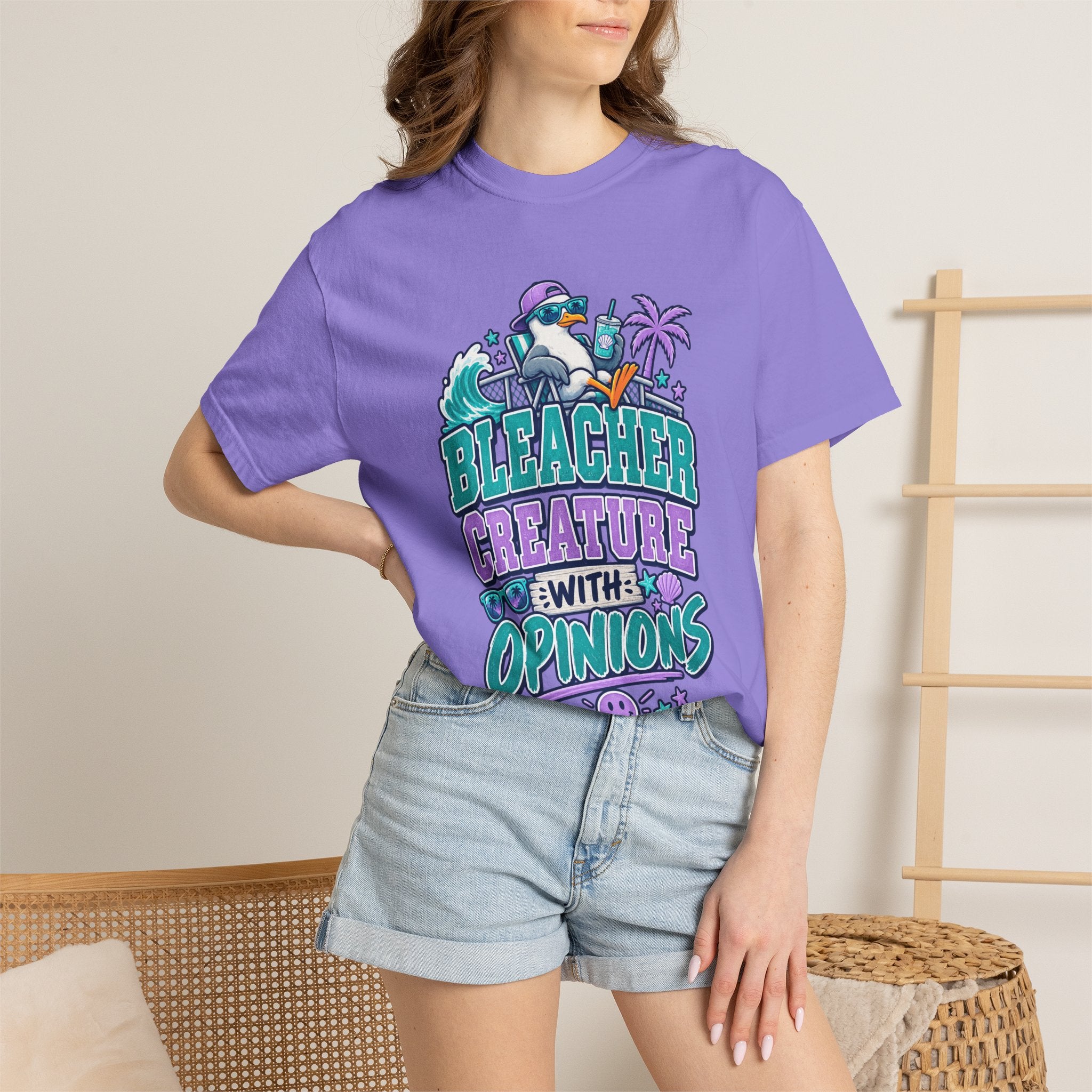 Bleacher Creature With Opinions T-Shirt — Funny Beach Cartoon Tee