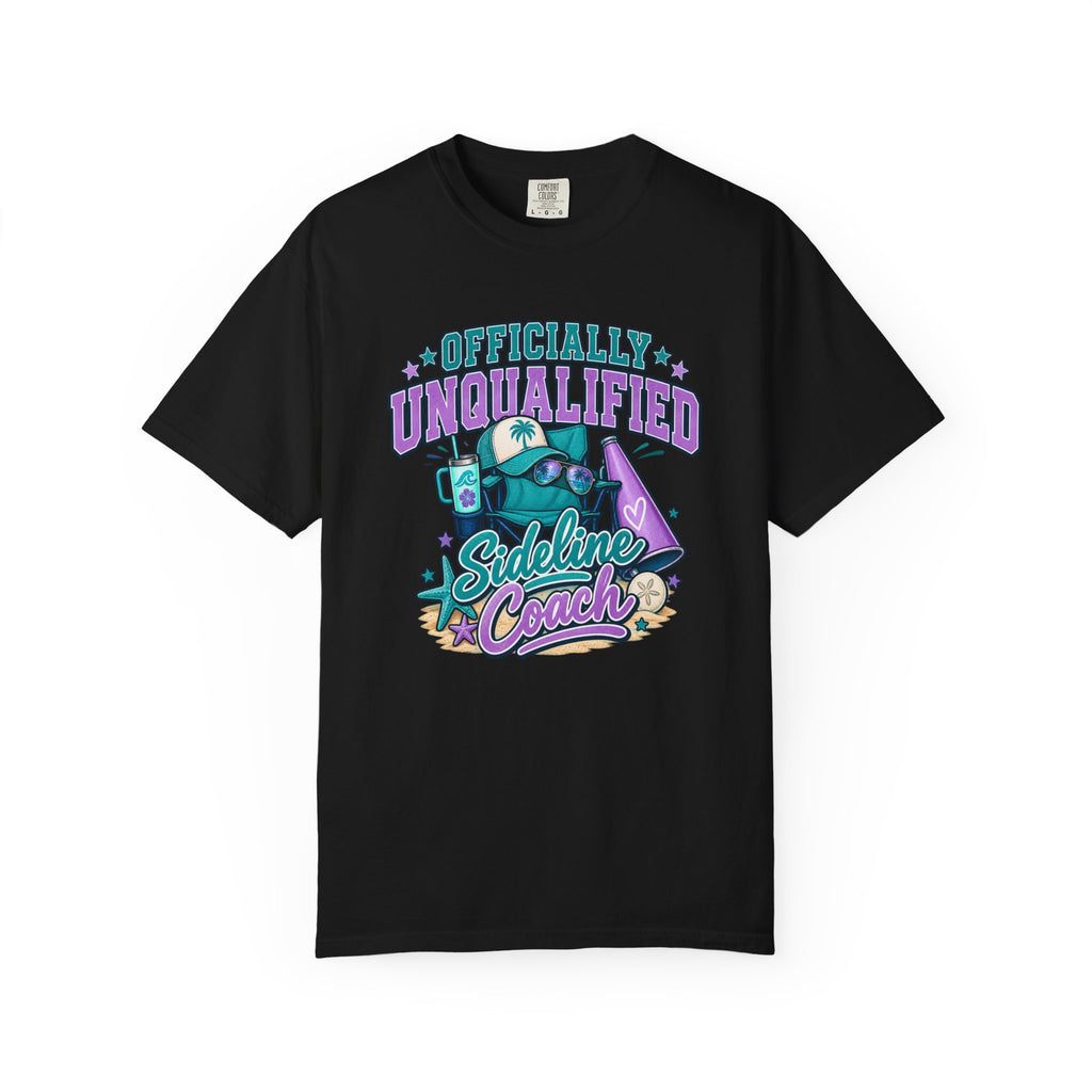 Sideline Coach T-Shirt — "Officially Unqualified" Funny Sports Coach Tee