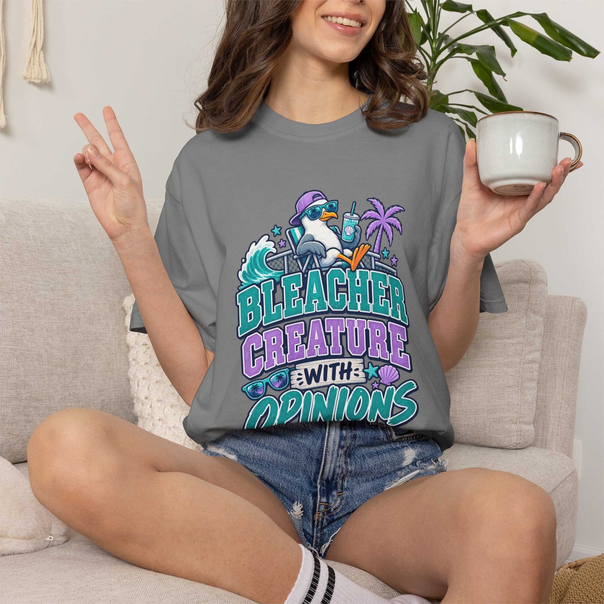 Bleacher Creature With Opinions T-Shirt — Funny Beach Cartoon Tee