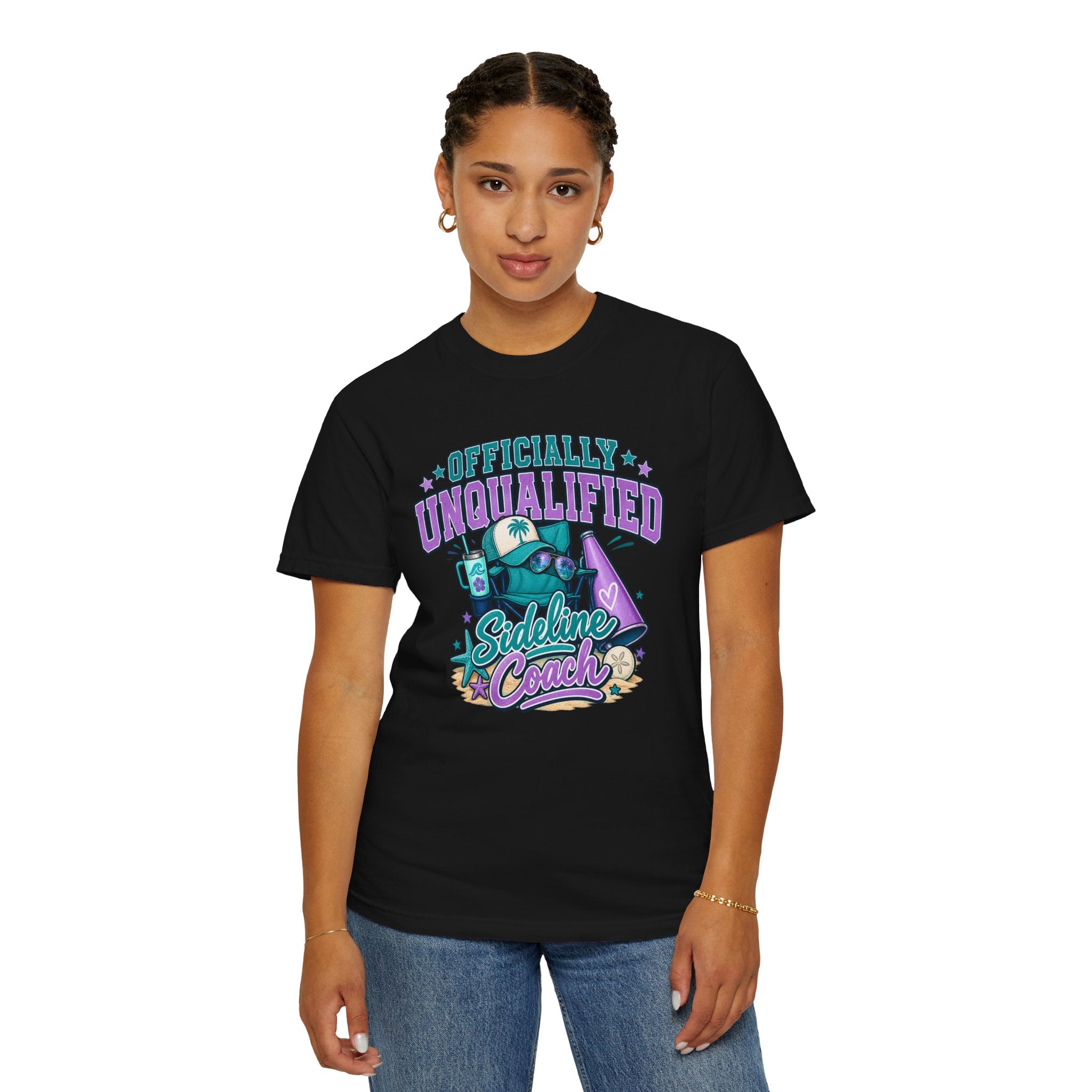 Sideline Coach T-Shirt — "Officially Unqualified" Funny Sports Coach Tee