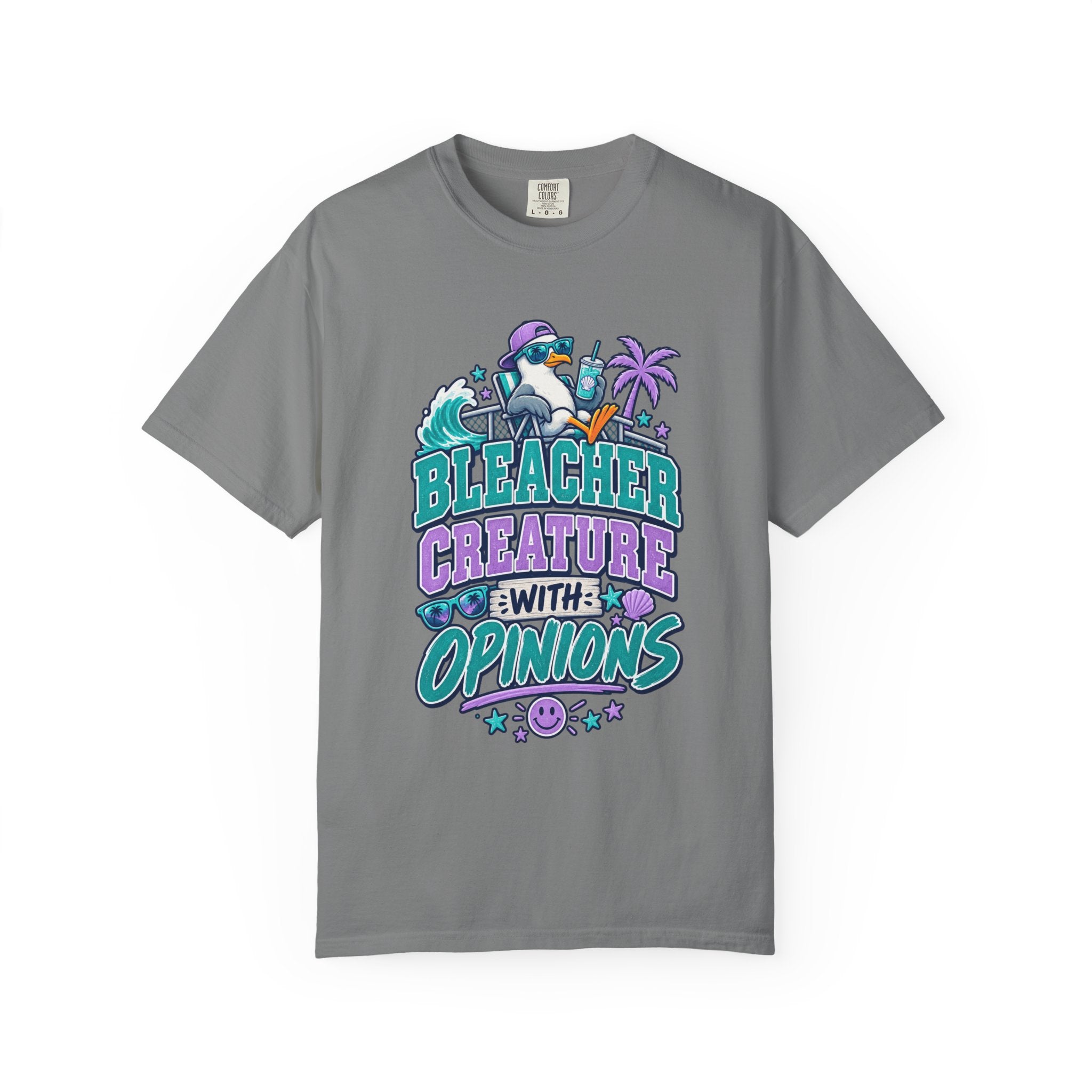 Bleacher Creature With Opinions T-Shirt — Funny Beach Cartoon Tee
