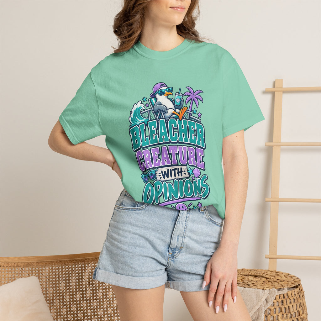 Bleacher Creature With Opinions T-Shirt — Funny Beach Cartoon Tee